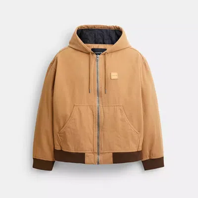 Coach Canvas Zip Hoodie In Brown