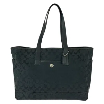 Coach Canvas/leather Tote Bag In Black