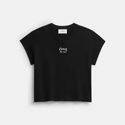 Coach Cap Sleeve Box Crewneck T-shirt In Black