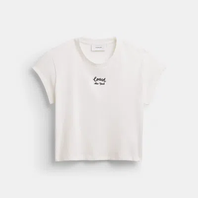 Coach Cap Sleeve Box Crewneck T-shirt In White