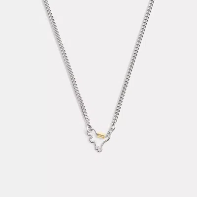 Coach Carabiner Rexy Necklace In Gold/silver