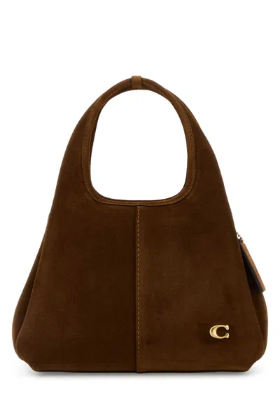 Coach Caramel Suede Handbag In Brown