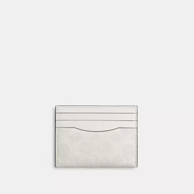 Coach Card Case In Signature Canvas In Chalk/white