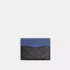 Coach Card Case In Signature Canvas In Charcoal/blueberry