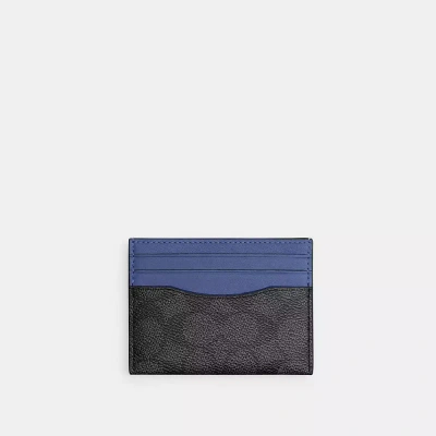 Coach Card Case In Signature Canvas In Black