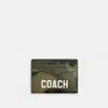 Coach Card Case With Camo Print And  Graphic In Green/black