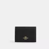 Coach Card Holder Wallet In Signature Canvas In Beige