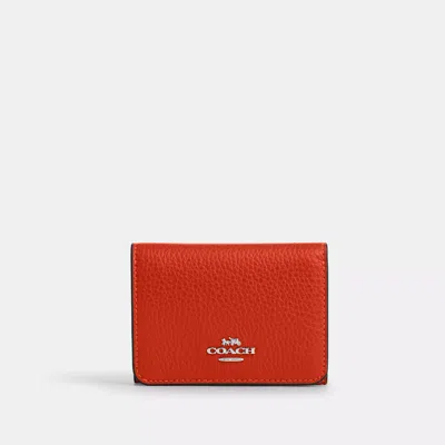 Coach Card Holder Wallet In Signature Canvas In Orange