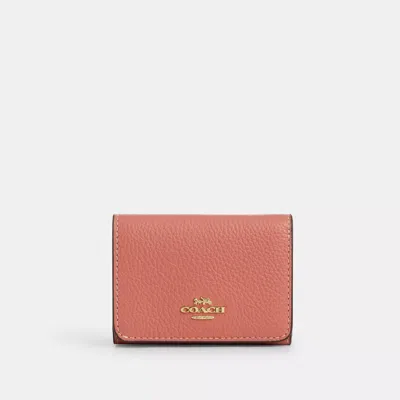 Coach Card Holder Wallet In Signature Canvas With Floral Print In Multi/pink