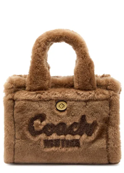 Coach Cargo 20 Logo Shearling Tote In Animal Print