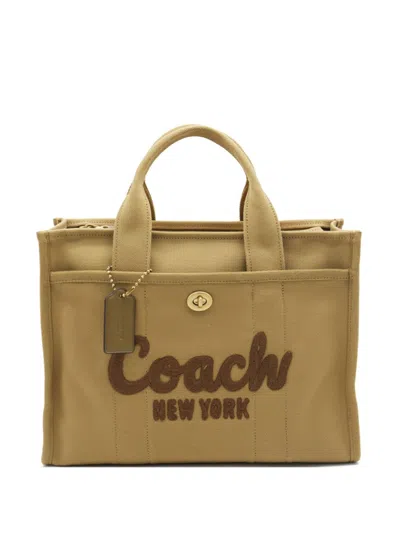 Coach Beige Cotton Totes In Brown