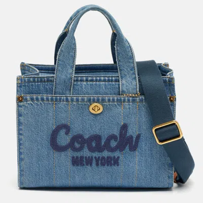 Pre-owned Coach Cargo Blue Denim Tote
