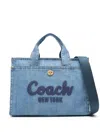 Coach Cargo Logo-embroidered Denim Tote In Blue