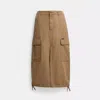 Coach Cargo Maxi Skirt In Organic Cotton In Khaki