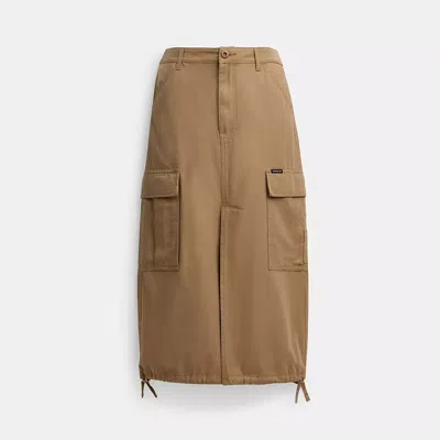 Coach Cargo Maxi Skirt In Organic Cotton In Khaki