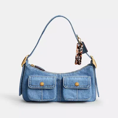 Coach Cargo Shoulder Bag In Upcrafted Denim In Blue