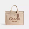 Coach Cargo Dark Natural Canvas Tote Bag In Taupe Fabric