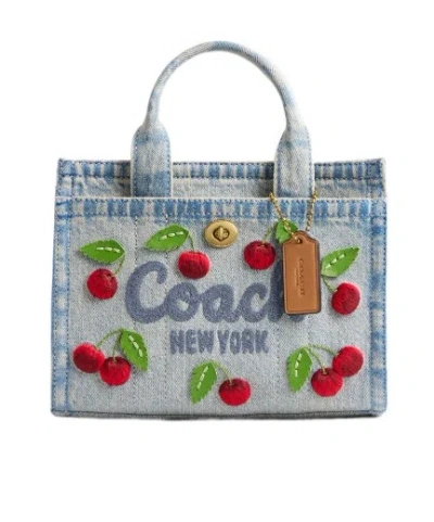 Coach Cargo Tote Bag 20 With Cherry Embroidery In Gray