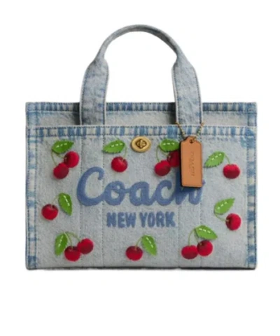 Coach Cargo Tote Bag 26 With Cherry Embroidery In Gray