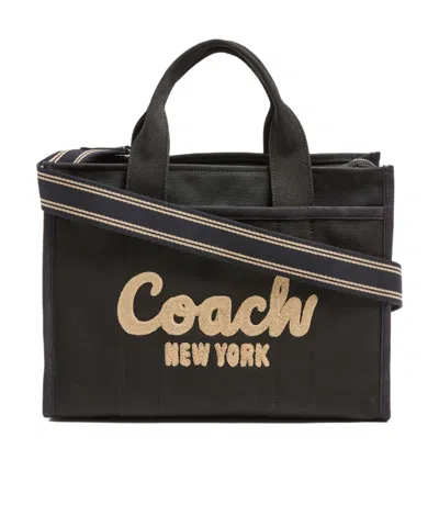 Coach Field Logo-appliqué Tote Bag In Black