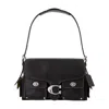Coach Womens Cargo Turnlock Tabby Leather Shoulder Bag Black