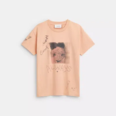 Coach Carroty Shrunken T-shirt In Organic Cotton In Pink