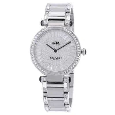 Pre-owned Coach Cary Quartz Crystal Silver Dial Ladies Watch 14503834