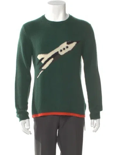 Pre-owned Coach Cashmere Graphic Print Pullover In Green