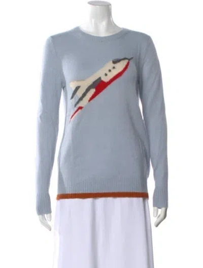 Pre-owned Coach Cashmere Graphic Print Sweater In Blue