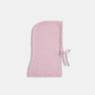 Coach Cashmere Knit Long Balaclava In Pink