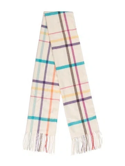 Pre-owned Coach Cashmere Striped Scarf In Neutral
