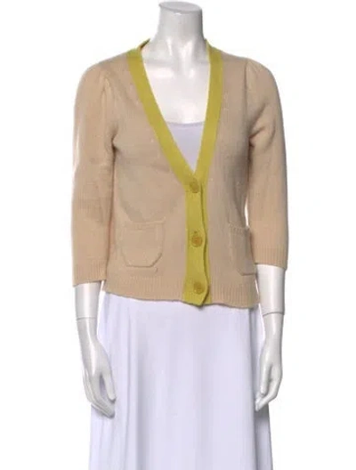 Pre-owned Coach Cashmere V-neck Sweater In Neutral