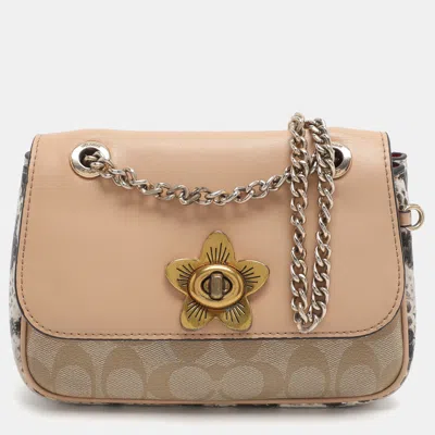Pre-owned Coach Cassidy Mini Multicolor Signature Coated Canvas And Snakeskin Embossed Leather Shoulder Bags