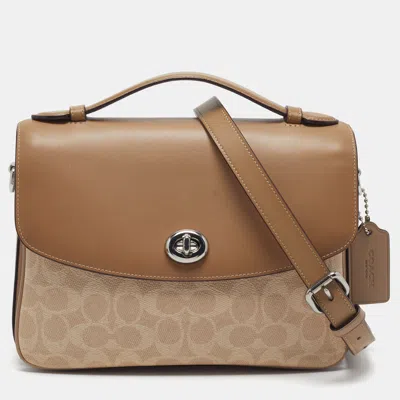 Pre-owned Coach Cassie Beige Coated Canvas And Leather Crossbody Bag