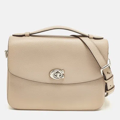 Pre-owned Coach Cassie Beige Leather Crossbody Bag In Sand