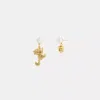 Coach Cat Pearl Mismatch Drop Earrings In Multi