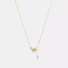 Coach Cat Pearl Pendant Necklace In Gold