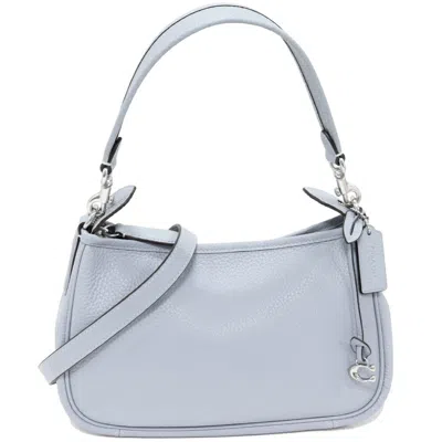 Coach Cc437 Soft Pebble Leather 2way Shoulder Bag Handbag In Blue