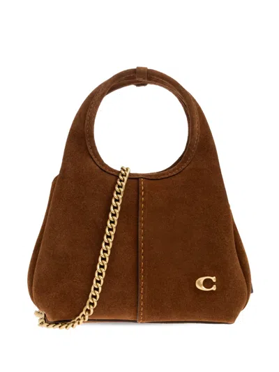 Coach Suede Tote Bag Detachable Strap In Brown
