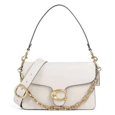 Coach Chain Tabby Leather Shoulder Bag In ["beige"]