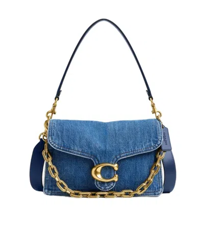 Coach Chain Tabby Shoulder Bag In Brass/deep Blue