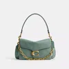 Coach Tabby Grain Leather Shoulder Bag With Chain In Green