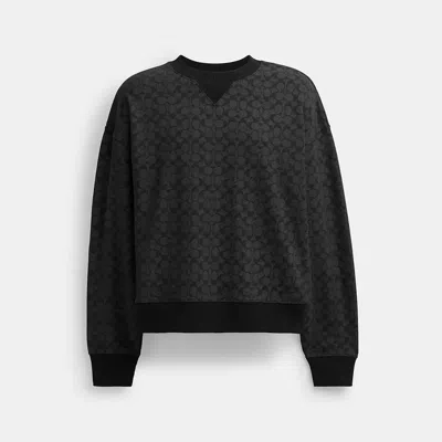 Coach Essential Signature Crewneck In Charcoal Signature