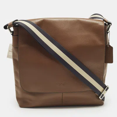 Pre-owned Coach Charles Small Brown Leather Messenger Bag