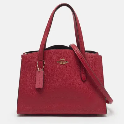 Pre-owned Coach Charlie Carryall 28 Pink Leather Tote