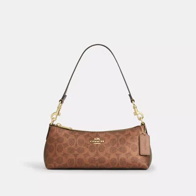 Coach Charlotte Shoulder Bag In Signature Canvas In Brown