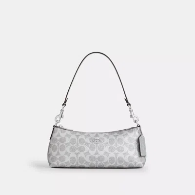 Coach Charlotte Shoulder Bag In Signature Canvas In Gray