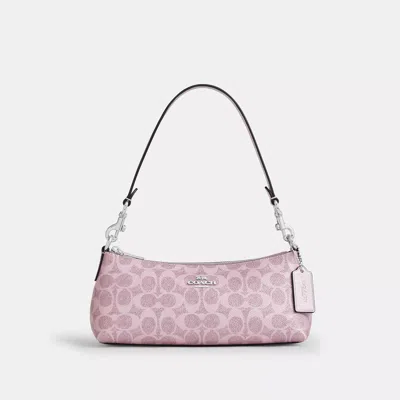 Coach Charlotte Shoulder Bag In Signature Canvas In Pink