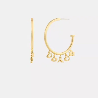 Coach Charms Hoop Earrings In Yellow