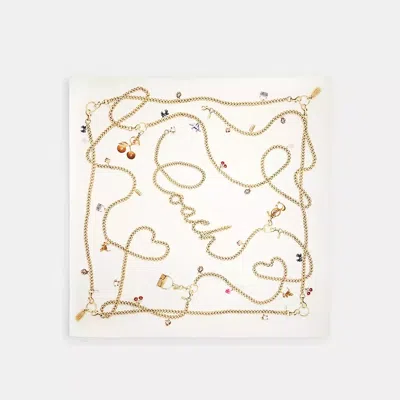 Coach Charms Print Silk Square Scarf In White